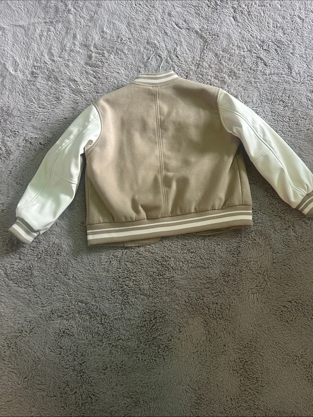 Zara Girls Varsity Bomber Jacket Beige & Cream Size 9-10